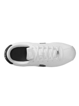 Tênis Nike Cortez para crianças, branco e preto, para meninos e meninas.