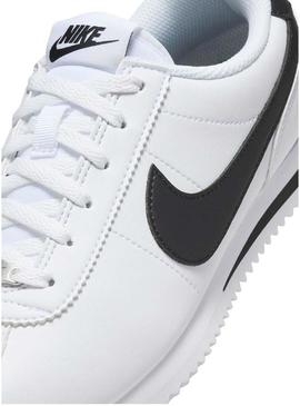 Tênis Nike Cortez para crianças, branco e preto, para meninos e meninas.