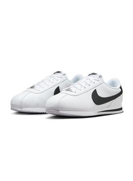 Tênis Nike Cortez para crianças, branco e preto, para meninos e meninas.