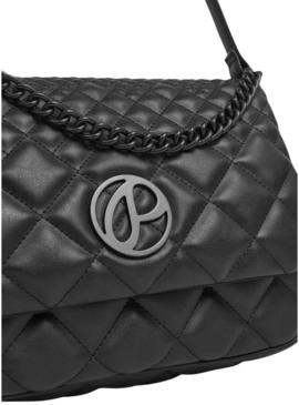 Bolsa Pepe Jeans acolchoada Gasira preta para mulher.