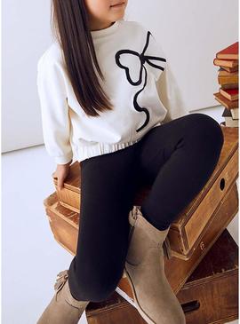 Conjunto Mayoral legging e suéter com laço para menina