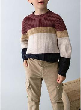 Calça cargo Mayoral em veludo cotelê bege para menino