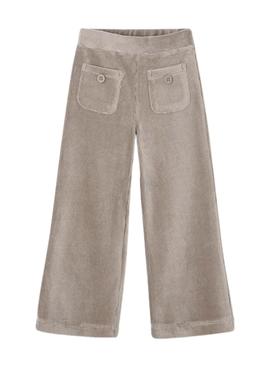 Calça Mayoral de veludo cotelê bege para menina.