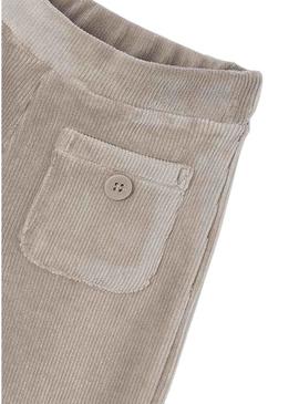 Calça Mayoral de veludo cotelê bege para menina.