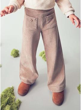 Calça Mayoral de veludo cotelê bege para menina.