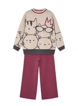 Conjunto calça e blusão Mayoral granada menina