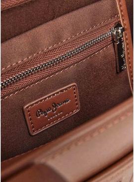 Bolsa Pepe Jeans Zadie marrom retangular para mulher.