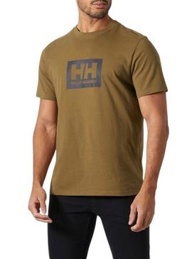 Camiseta Helly Hansen Box marrom para homem.