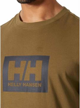 Camiseta Helly Hansen Box marrom para homem.