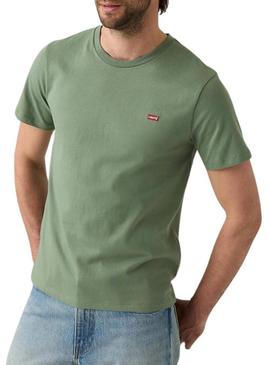 Camiseta Levis Original Housemark verde de louro para homem