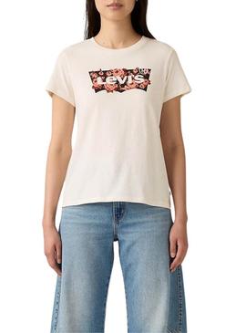 Camiseta Levis Perfect bege rosa para mulher.
