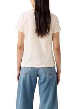 Camiseta Levis Perfect bege rosa para mulher.
