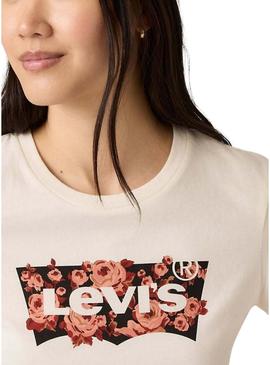 Camiseta Levis Perfect bege rosa para mulher.