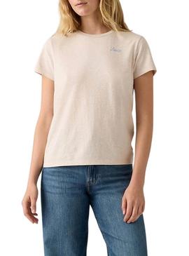 Camiseta Levis Perfect bege para mulher.