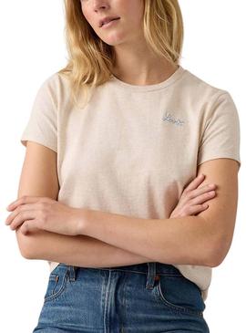 Camiseta Levis Perfect bege para mulher.