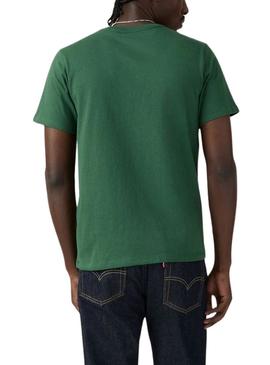 Camiseta Levis Original Housemark verde para homem.