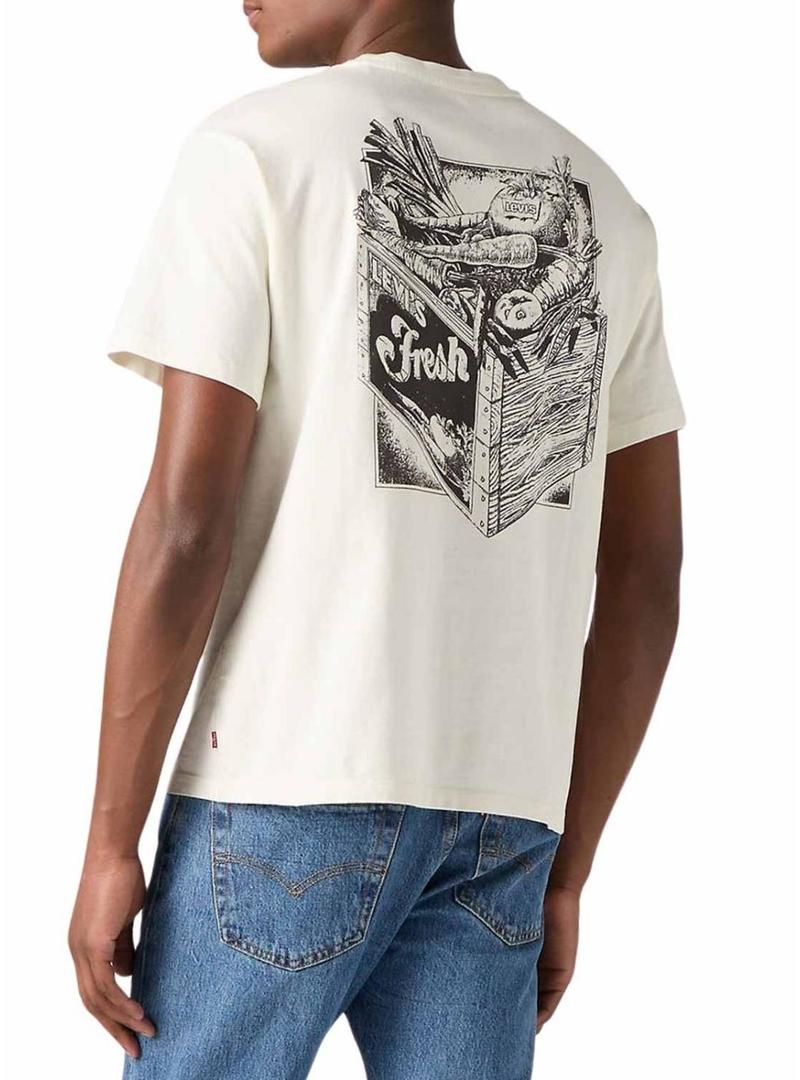 Camiseta Levis Graphic Vintage Fresh branca para homem.