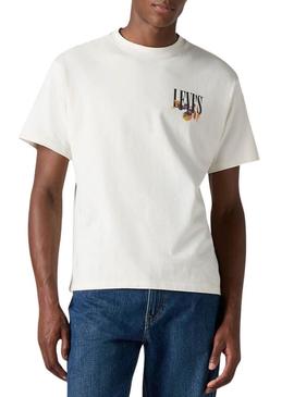 Camiseta Levis Graphic Vintage beige para homem.