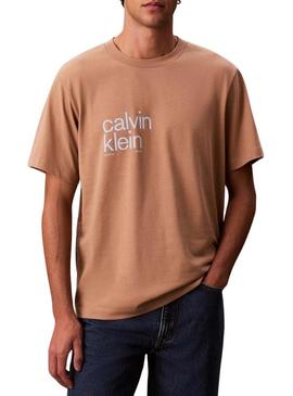 Camiseta Calvin Klein círculo laranja para homem.