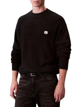 Camisola Calvin Klein Waffle preta para homem