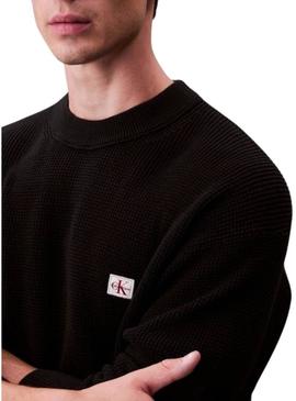 Camisola Calvin Klein Waffle preta para homem