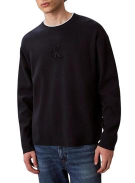 Camisola Calvin Klein com logo marinho para homens.