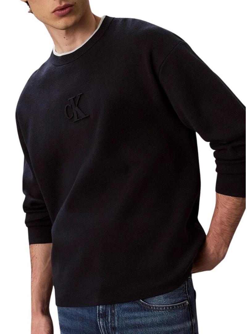 Camisola Calvin Klein com logo marinho para homens.