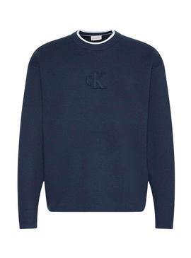 Camisola Calvin Klein com logo marinho para homens.