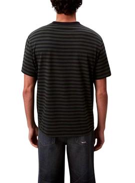 Camisa Calvin Klein com estampa de listras verde para homem.