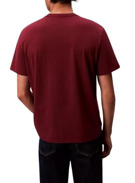 Camiseta Calvin Klein Monologo granate para homem.