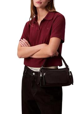 Bolsa Calvin Klein bolsos de nylon satinado preto para mulher