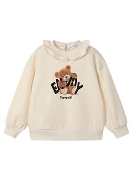 Moletom Mayoral com gola de babado para menina.