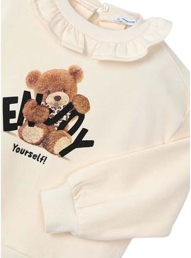 Moletom Mayoral com gola de babado para menina.