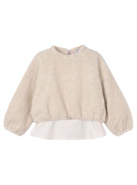 Moletom Mayoral combinado de pele de cordeiro bege para menina
