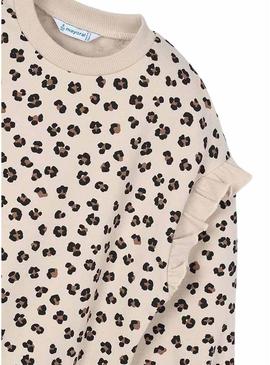 Moletom Mayoral com mangas em babado bege para menina