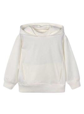 Moletom Mayoral com capuz branco para menino.