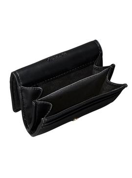 Carteira Calvin Klein Bold Medium preta para mulher.