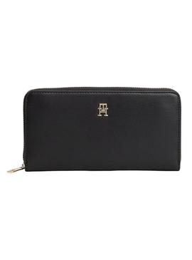 Carteira Tommy Hilfiger Icon Large preta para mulher.