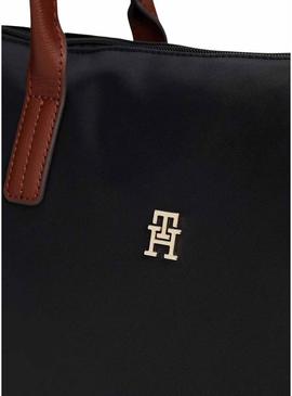 Bolsa Tommy Hilfiger tote Popette preta para mulher.