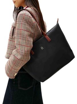 Bolsa Tommy Hilfiger tote Popette preta para mulher.