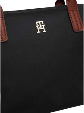 Bolsa Tommy Hilfiger tote Popette mini preta para mulher.