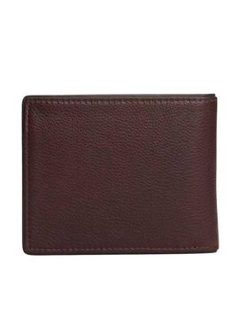 Carteira de couro dobrável Tommy Hilfiger Corporate com bolsa marrom para homem.