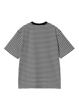 Camiseta Carhartt Verner listras rosa e preto para mulher.