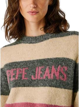 Camiseta Pepe Jeans Carlis listrada em cores block para mulher.