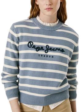 Camiseta Pepe Jeans Caprice listrada azul para mulher.