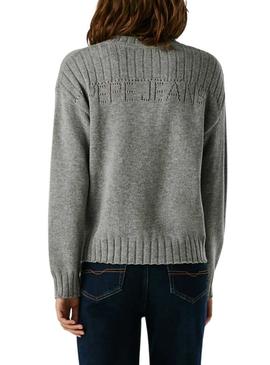 Camisola Pepe Jeans Cherice com decote em V cinza para mulher.
