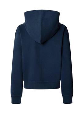Moletom Pepe Jeans Babi com capuz e zíper marinho para mulher