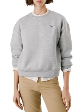 Moletom Pepe Jeans Babi cinza com gola redonda para mulher