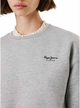 Moletom Pepe Jeans Babi cinza com gola redonda para mulher
