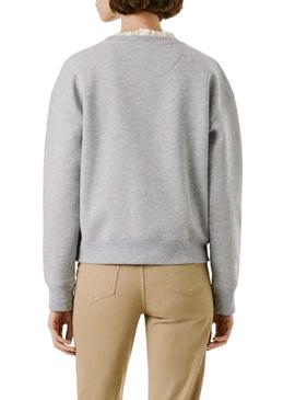 Moletom Pepe Jeans Babi cinza com gola redonda para mulher